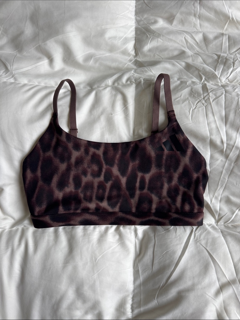 Adidas Optime Essentials Workout Light Support Sports Bra Leopard Print